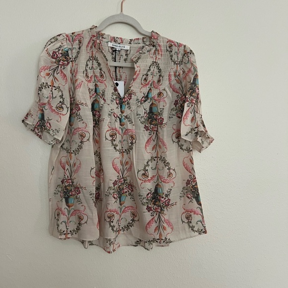 Rose & Olive Tops - Rose & Olive Cream Floral Blouse